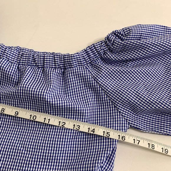 J. ING Off-Shoulder Gingham Blue Midi Fit & Flare Dress NWT Womens Size Large - Picture 12 of 14